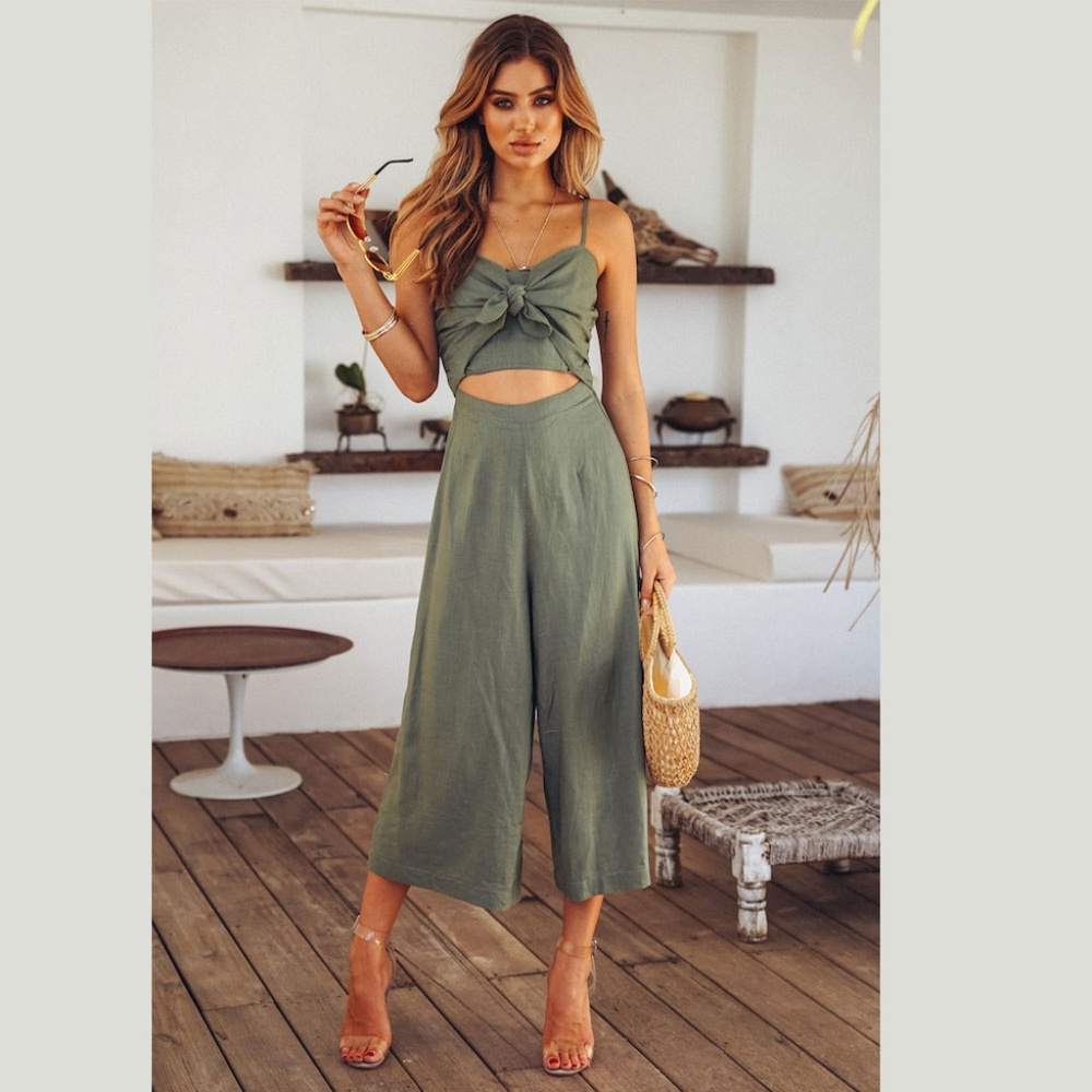 Hello Molly Olive Khaki Jumpsuit